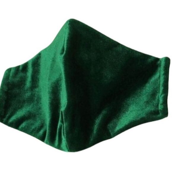 NEW Green Velvet Face Mask Cloth Lined Dressy Formal Holiday Event - Picture 2 of 5
